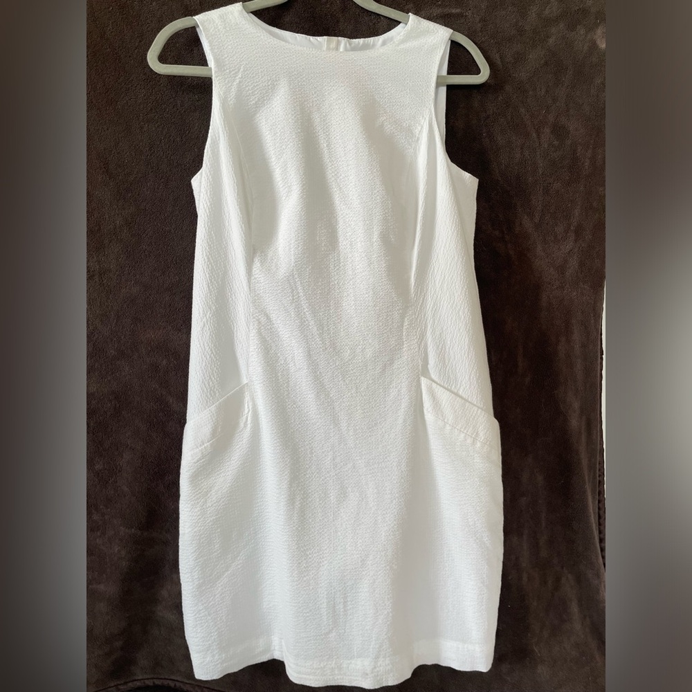 Southern Tide Dress White Womens Size 6 Paislee Seersucker With Pockets!